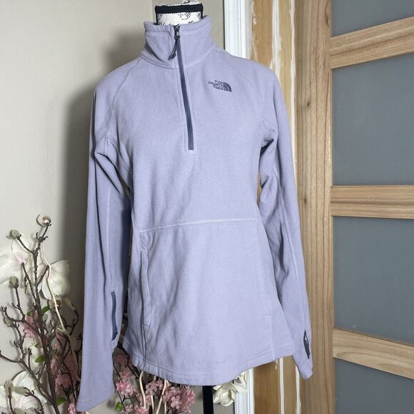 The North Face Sweater Womens Medium Purple Fleece Quarter Zip Pullover Hiking - Picture 1 of 10